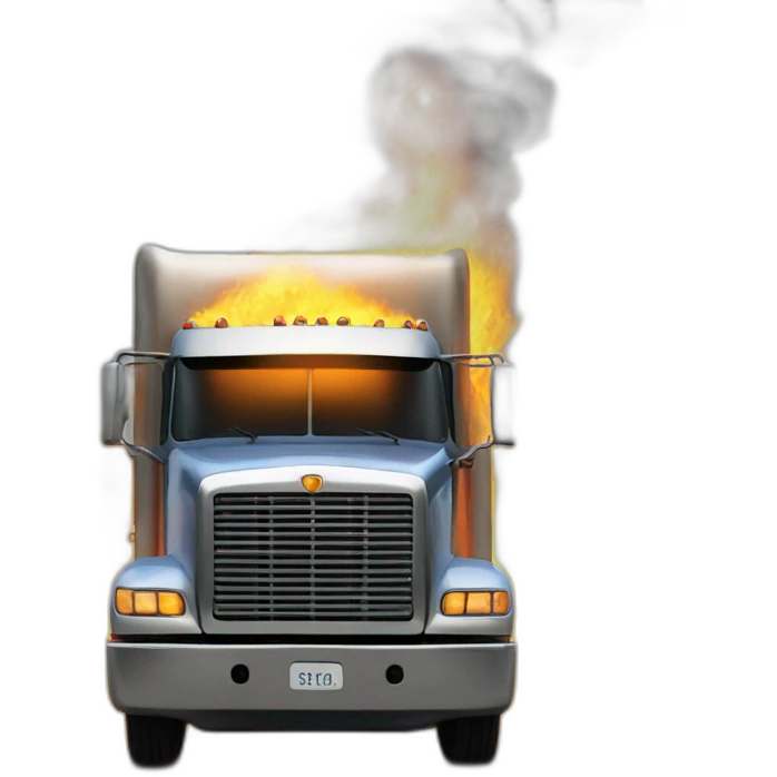 semi truck on fire emoji