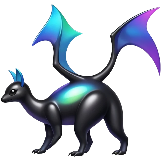  Iridescent gradient glossy black dark fakemon-creature  emoji