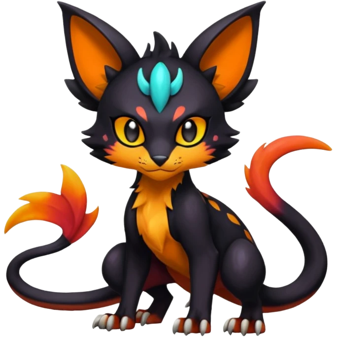 Spooky Colorful Glossy Shiny Liepard-Noivern-Litten-Sprigatito-Pokémon-fusion-creature (full body) emoji