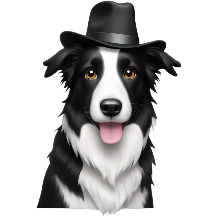 A black and white border collie with a hat on  emoji