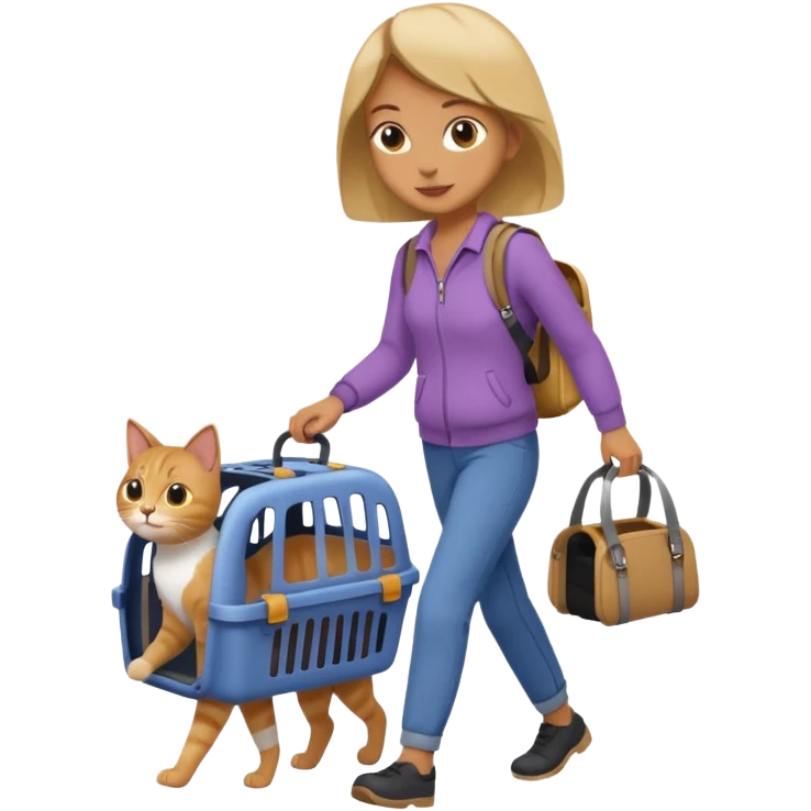 Walker with cat in carrier, Pet Walkers. emoji