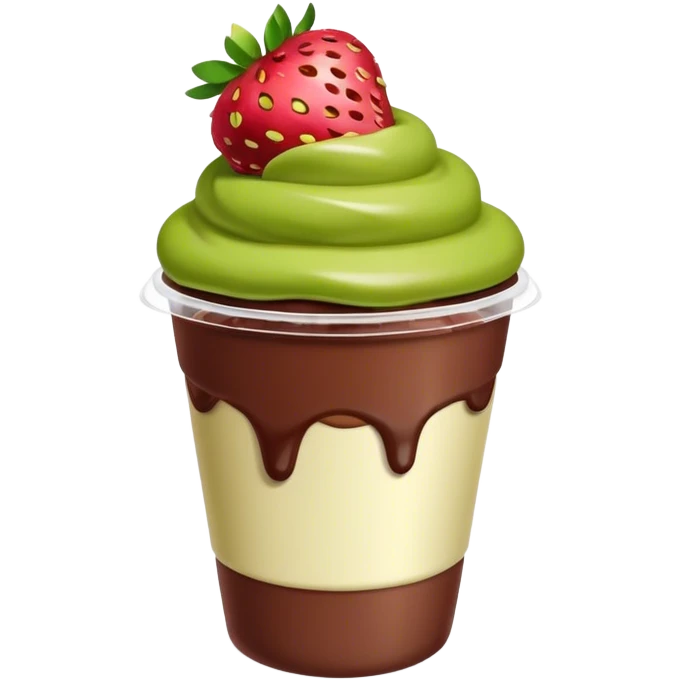 Chocolate covered strawberries with pistachio in a plastic cup emoji