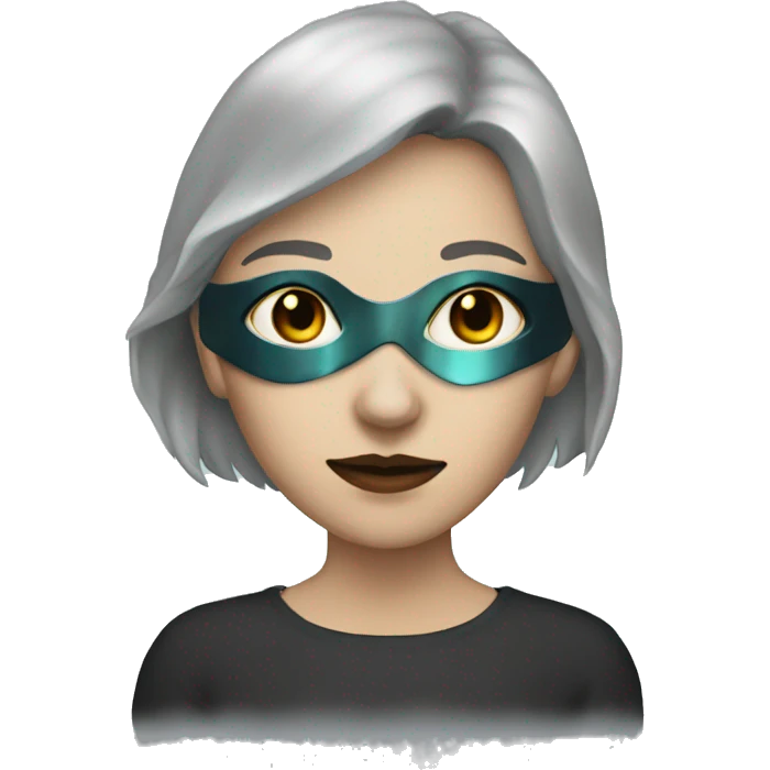 White Woman wearing Dark iridescent wolf mask emoji