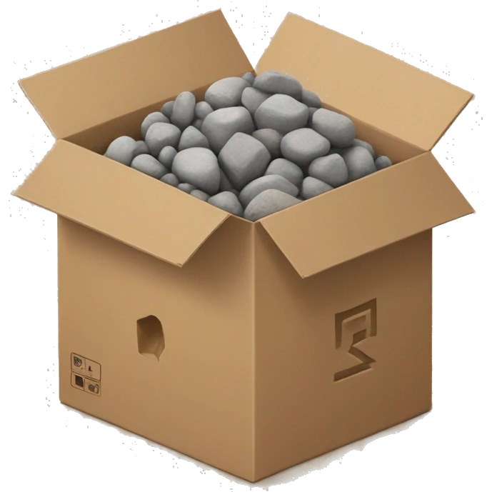 cardboard box full of rocks emoji