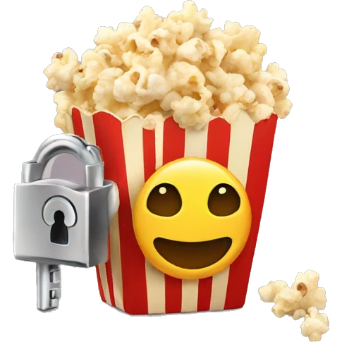 popcorn and a lock emoji