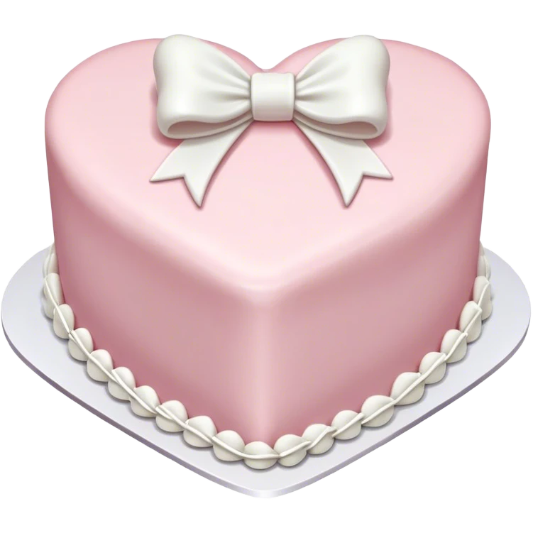 Pastel pink heart shaped cake with fancy icing and bows emoji