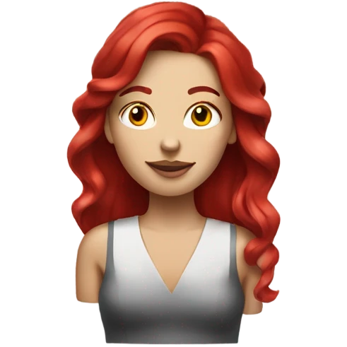 Caucasian Woman with Ruby red hair smoke emoji
