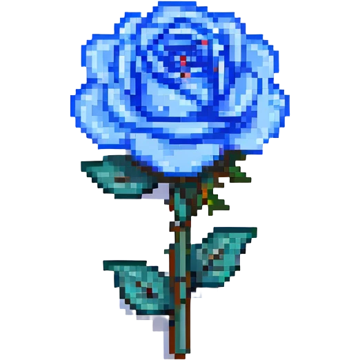 blue rose, minimal icon look, pixel art style emoji