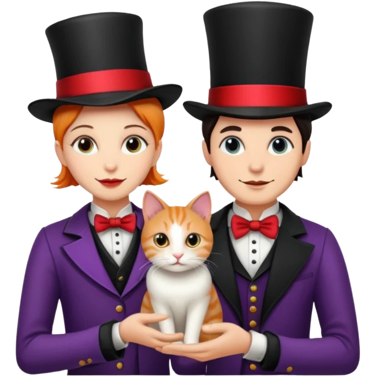 magician couple and their pet cat emoji