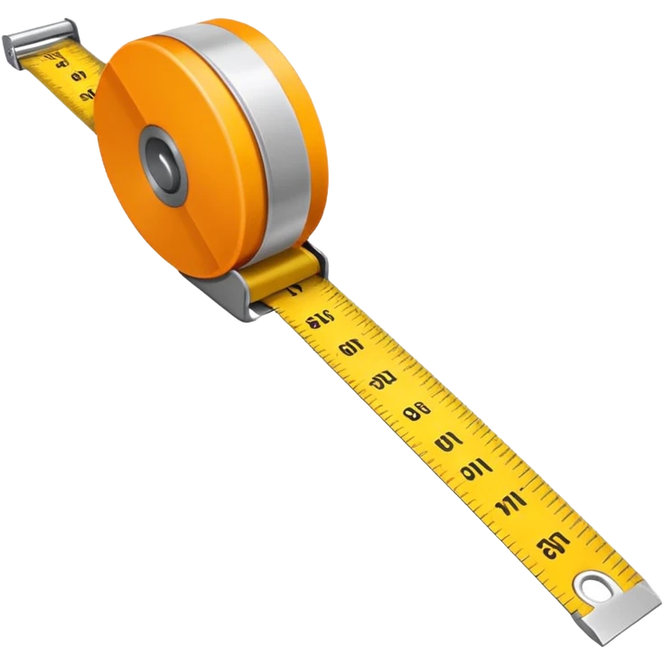 Flat vector illustration of a rolled measuring tape in yellow and orange color, simple bold outlines, minimal shading, emoji style, centered on white background. should look like emoji emoji