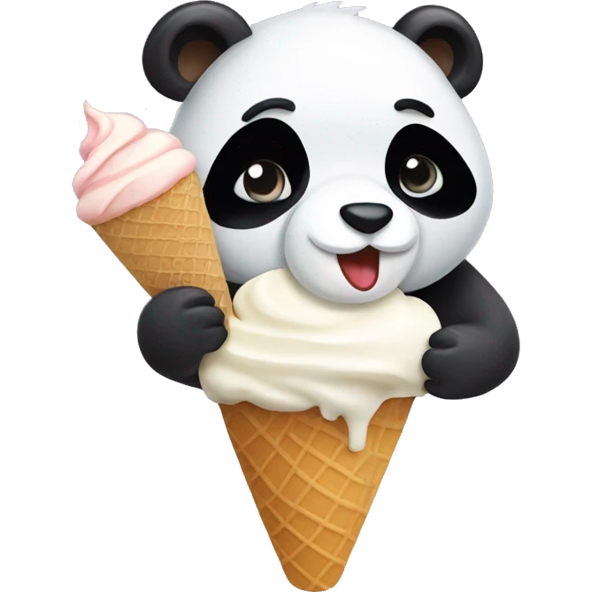 Panda eating ice cream emoji