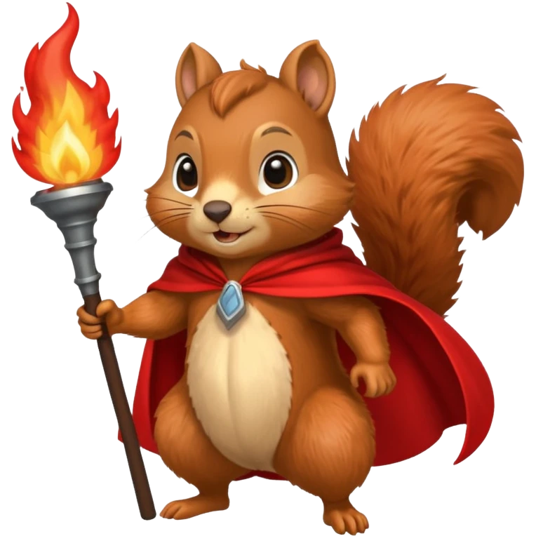 squirrel holding torch with red cape emoji
