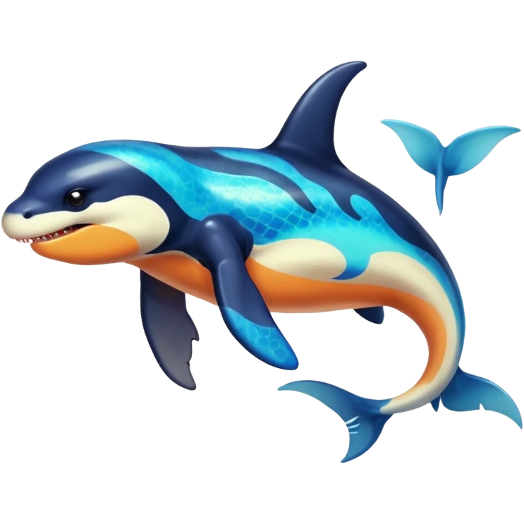 white blacks colorful gradient orca-colored orca-patterned shiny glossy Fakémon-Digimon-reptile-charizard-feraligatr-lizard-creature-hybrid (full body) emoji