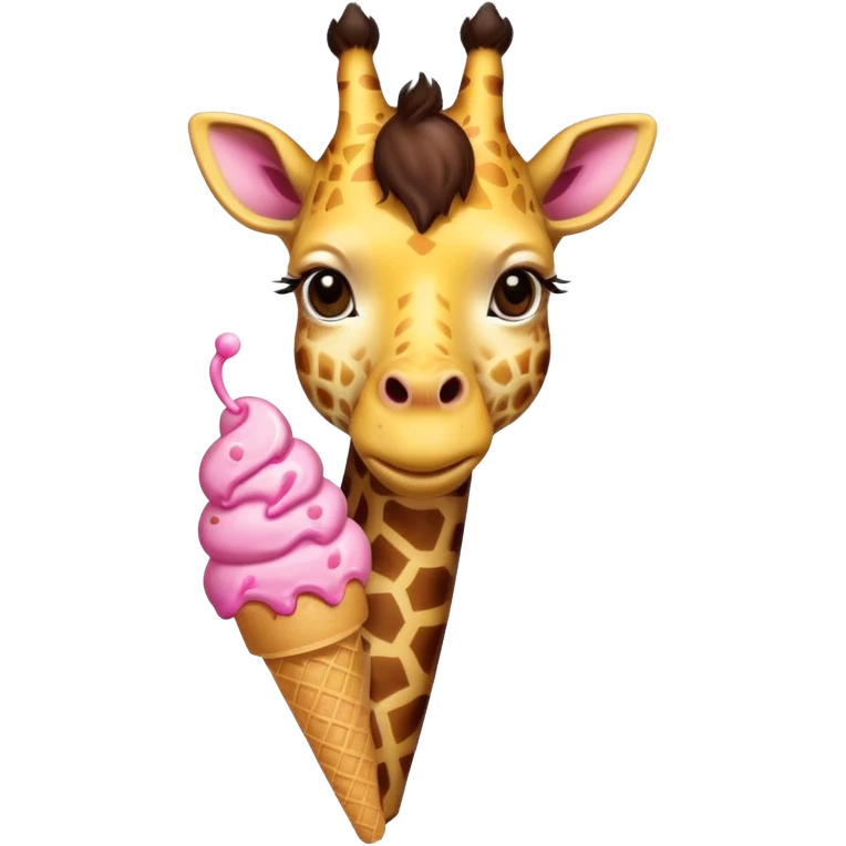 dondurma yiyen zürafa emoji