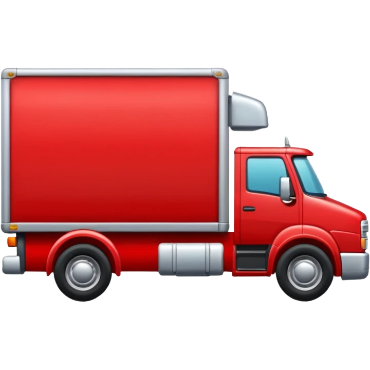 A new red truck with a "TIR" plate turned to the right, without another logo emoji