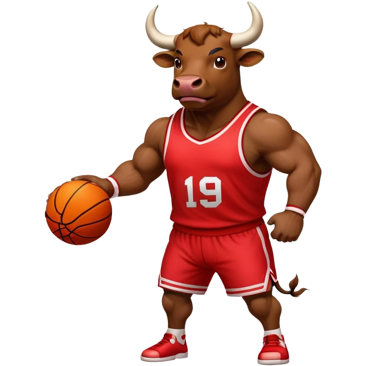 Bull playing basketball in a red jersey emoji