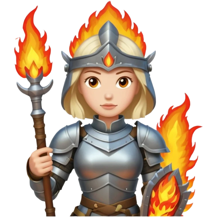 woman fire armored warrior emoji