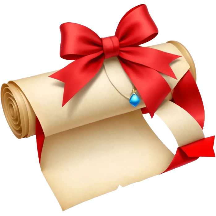 scroll or rolled-up invitation with a red ribbon emoji
