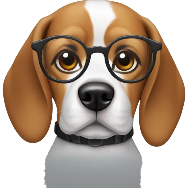 Beagle dog wearing round glasses  emoji