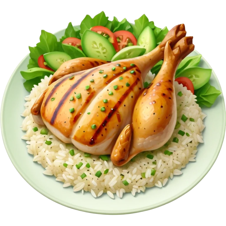 Grilled chicken and rice with salad emoji