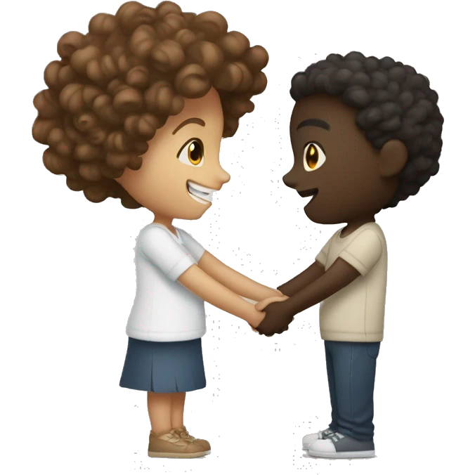 can you do a dark skinned boy with a white skinned brown curly haired girl hugging or holding hands emoji