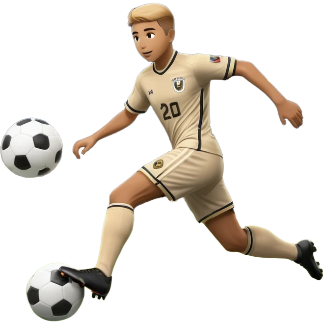 An icon representing sports gaming, inspired by EA Sports FC 25. The design features a dynamic soccer player kicking a ball, with a digital scoreboard in the background. Bright stadium lights illuminate the action, capturing the thrill of the game. Transparent background emoji