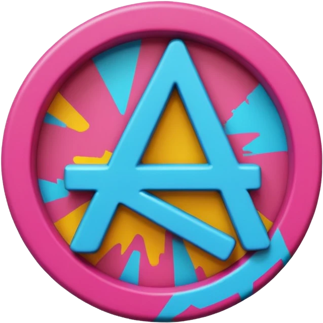 A 3D cartoon graffiti-style anarchy “A” inside a circle, rough texture, dark background, Memoji-style. emoji