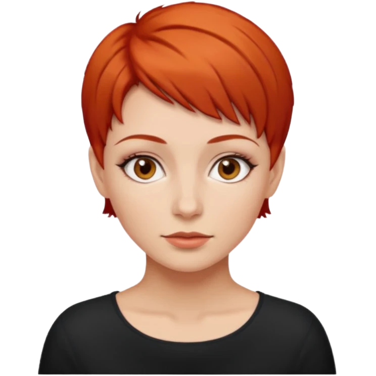 women with very short red hair with brown eyes emoji