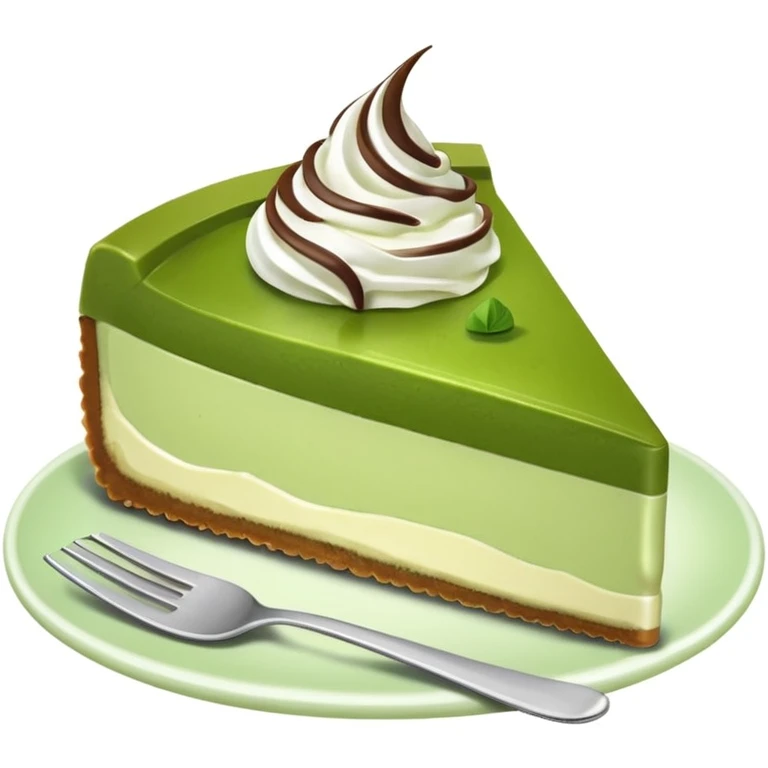 matcha cheesecake slice, with a dollop of whipped cream, no text emoji
