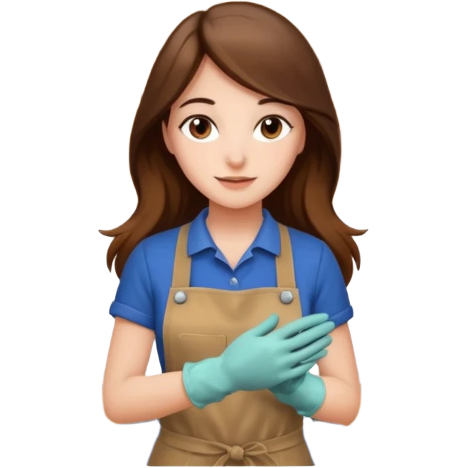 beautiful girl with long brown hair constructing new kitchen cabinets emoji
