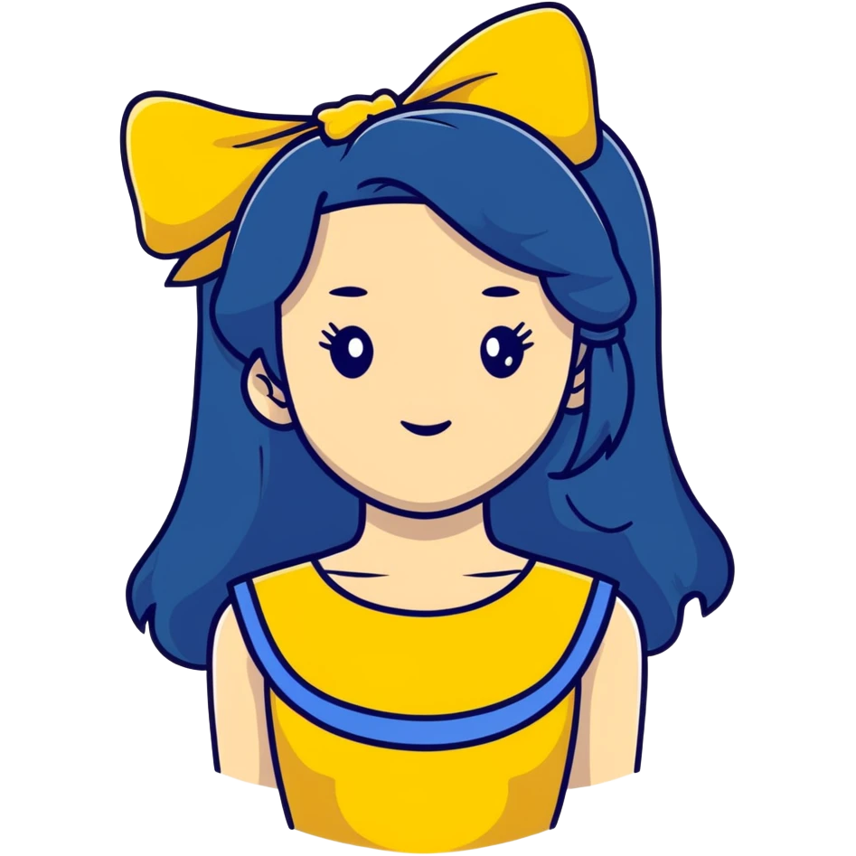 woman with a blue bow on her head and long black hair emoji