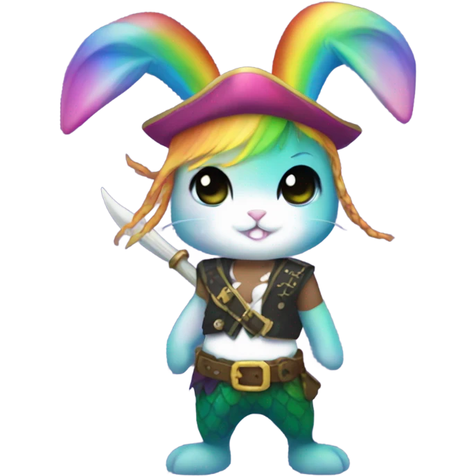 Rainbow mermaid bunny pirate emoji
