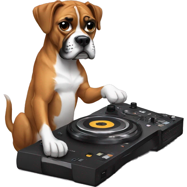 DOG BOXER DJING ON DJ CONTROLLER emoji