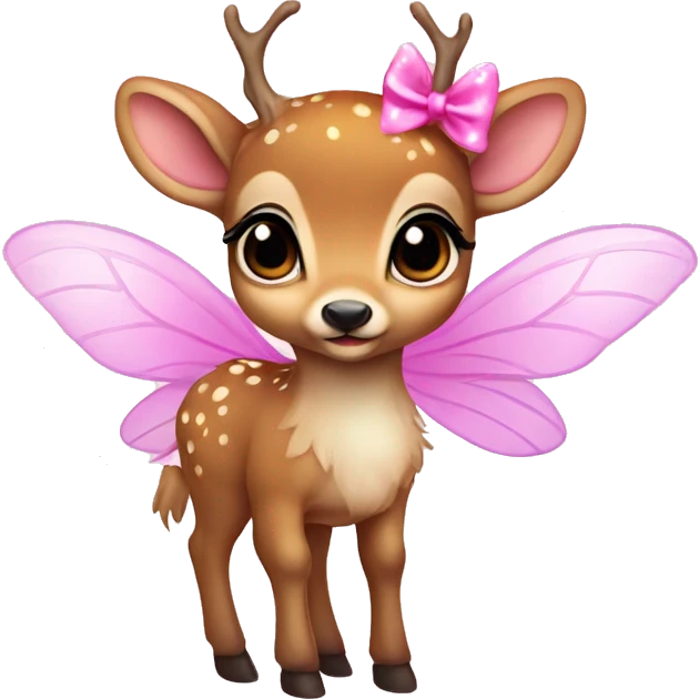 baby deer with fairy wings and a pink bow around its neck  emoji