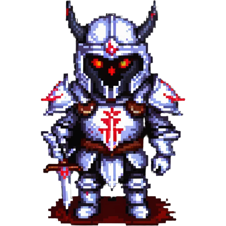 knight with demon features and glowing red eyes emoji