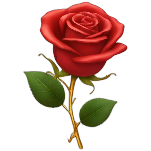 Red rose with gold stem emoji