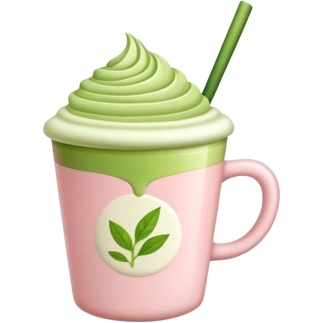 light pink cup full of matcha latte emoji