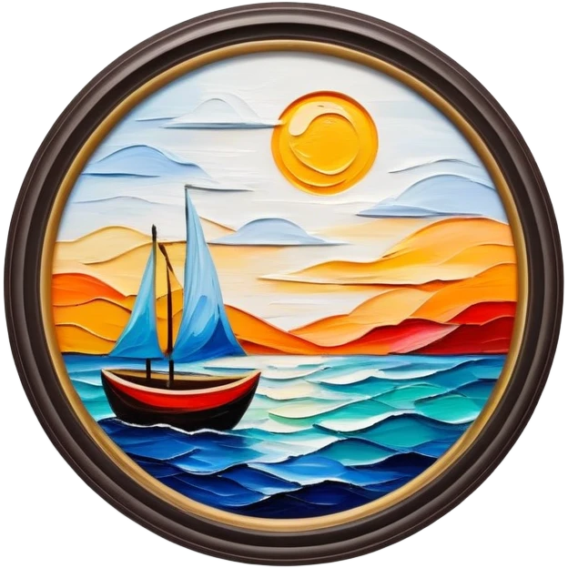 round oil painting in frame emoji