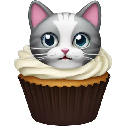 Cupcake with a Cat head and cream on top emoji