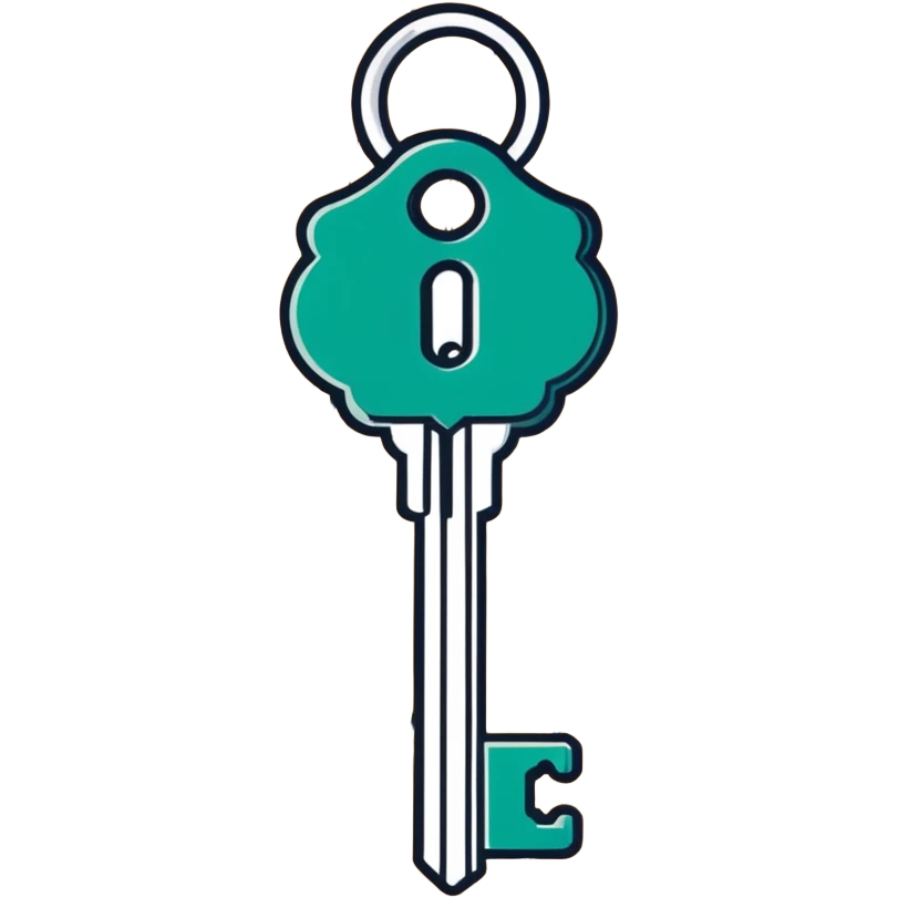 old-fashioned metal hotel key with wooden tag emoji