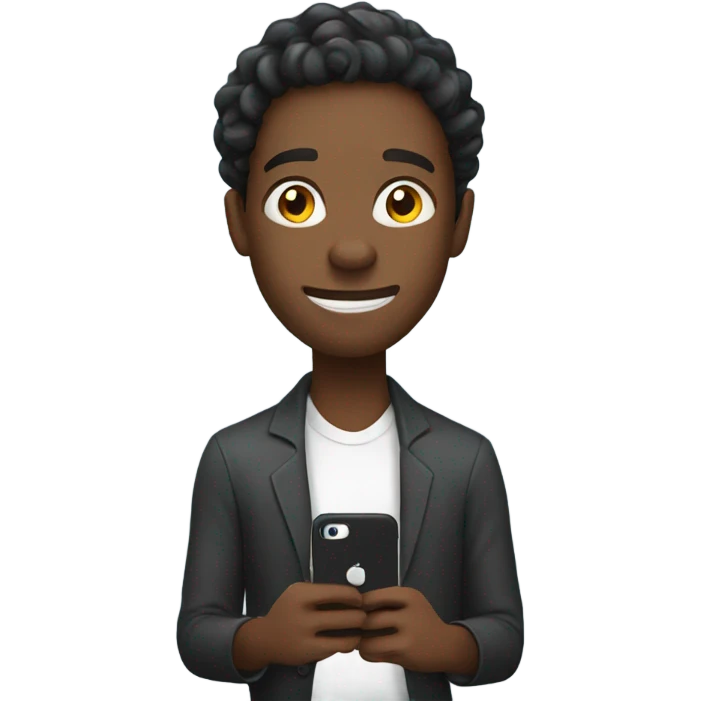 Black person looking at phone shaking head emoji
