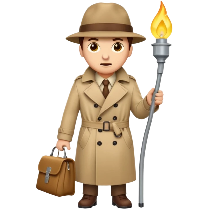 écureuil détective avec un trench-coat et une lampe torche, style emoji Apple emoji