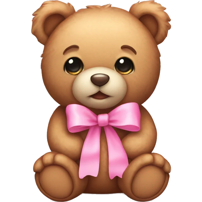 Cute teddy bear with pink bows emoji