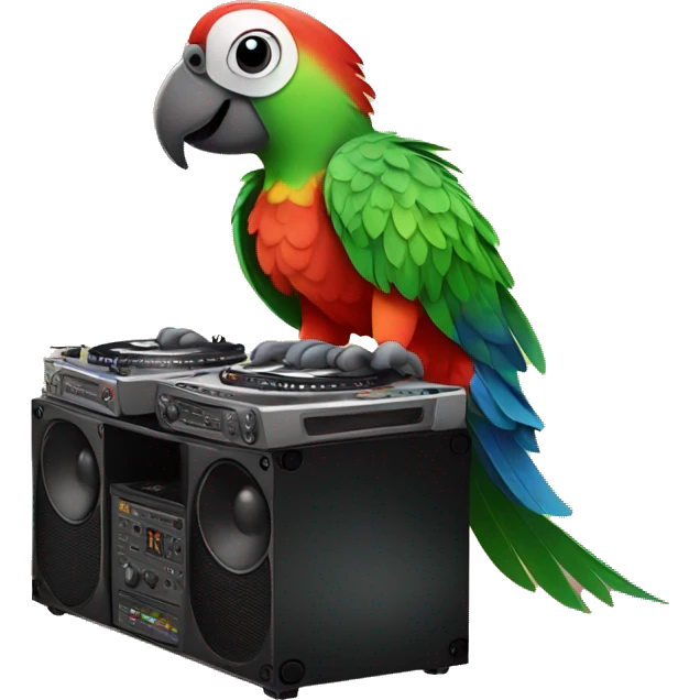 parrot playing dj emoji