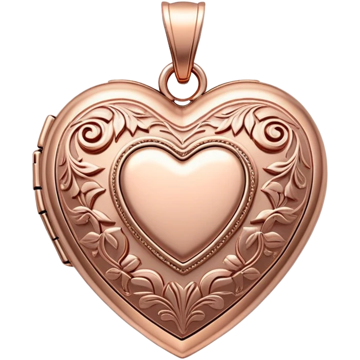 Rose gold heart locket with decorative details emoji