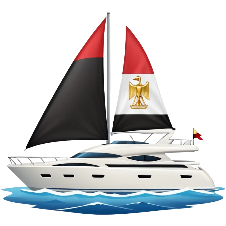 yacht with tiny Egyptian flag emoji