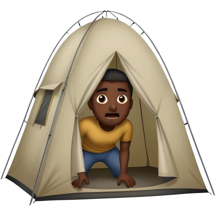 dark skinned black man scaring someone inside of a tent emoji