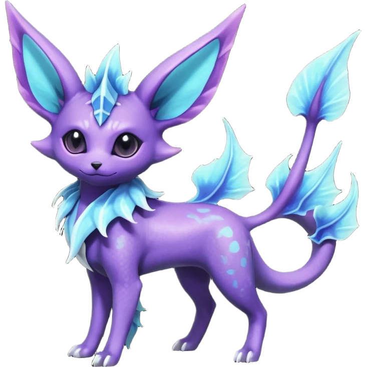 Rare realistic purple indigo violet nebulae shiny sparkly dark-neon glowing bioluminescent edgy badass epic pretty beautiful handsome gorgeous aesthetic colorful vibrant Vernid-Trico-Vaporeon-Espeon-species-Fakemon-creature by LiLaiRa, 4 legs, 1 tail, random markings, (full body) emoji