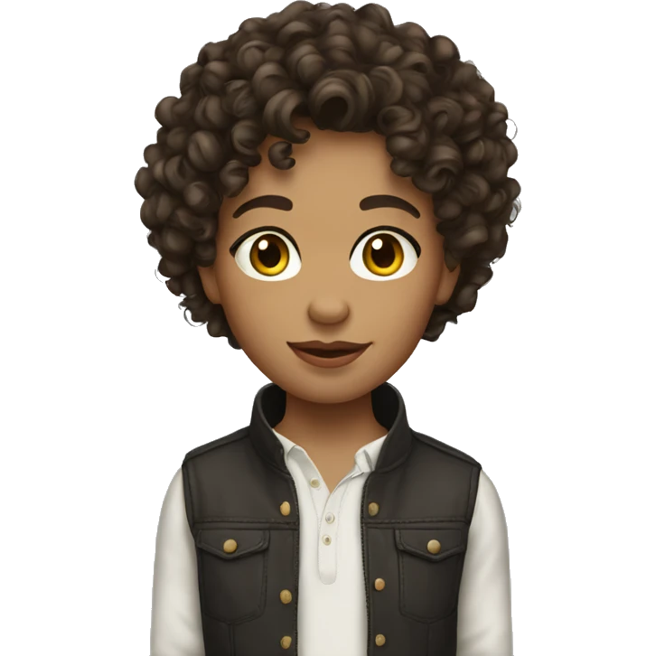 Young model brunet curly hair emoji