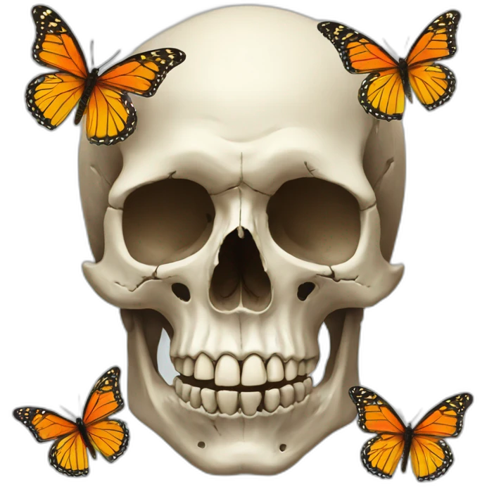 Skull and butterflies emoji